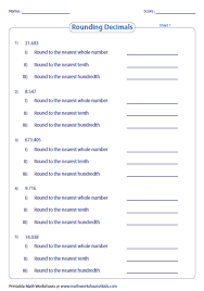Rounding Decimals Rounding Decimals Rounding Decimals Worksheet Decimals