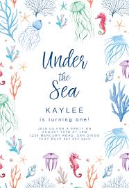 Template Birthday Invitation Card Design Png Under The Sea Birthday Invitation Template Free Greetings Island Ocean Birthday Party Ocean Birthday Invitations Ocean Birthday