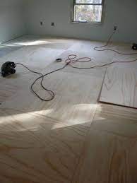 Plywood Floor Think It Would Look Great With A Dark Stain On It Then Poly Cheaphardwoodflooringprojects Diy Flooring Plywood Floor Home