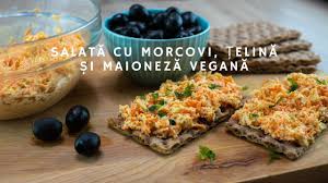 Radacina de telina si morcovul se dau la razatoarea mica, se storc bine si se amesteca.2. Salata Cu Morcov Telina Si Maioneza Gustare De Post Vegan Youtube