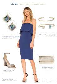 Navy Blue Wedding Destination Or Beach Wedding Guest Outfit Idea Outfits Weddingguest Beach Wedding Guest Dress Blue Strapless Dress Cocktail Dress Wedding