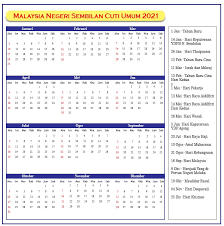 Kuala lumpur, labuan dan putrajaya pada 1 februari setiap tahun. Negeri Sembilan Cuti Umum Kalendar 2021