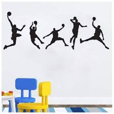 Basketball player slam dunk silhouette wall decal. Buy Basketball Players Wall Decals Slam Dunk Diy Wall Stickers For Kids Room Boys Bedroom 5 Pcs Online In Indonesia B07k6b58kn