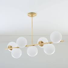 Click to go to the top of the page. Sphere Stem 7 Light Chandelier Milk
