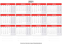Am ende des beitrages findest du eine kostenlose excel kalender vorlage zum download. Druckbare Kalender 2021 Dream Kalender