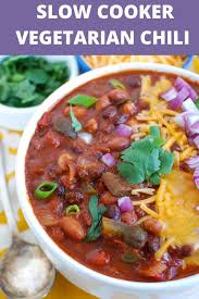 Slow Cooker Vegetarian Chili In 2020 Slow Cooker Vegetarian Chili Vegetarian Chili Slow Cooker