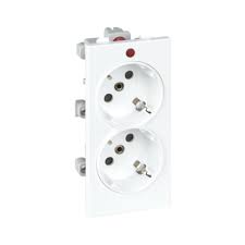S1 9 Double Socket Outlet Cima Schuko Voltage Indicator 16a 250v Screw 108 52mm Pure White