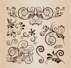 Floral pattern black and white. Free Floral Swirl Decoration Vector Element Collection Vector Illustration