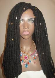 We work with all hair types: Essence Wigs Nubian Locs Wig Black W Gold Silver Cuff Bea