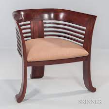 Art Deco Style Barrel Back Club Chair 20th Century Auction 3112b Lot 31 Estimate 400 600 Register To B Art Deco Chair Art Deco Furniture Deco Decor