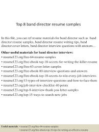 top 8 band director resume samples