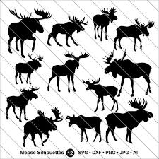 Elch Silhouetten Svg Elch Clipart Elch Kopf Svg Bundeln Svg Etsy