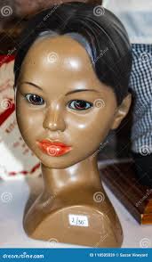 Close Up Da Menina Havaiana Pintada Lascada Com Olhos Pintados E Cinza Em  Seu Cabelo No Bazar Beneficente Com Preço Imagem de Stock