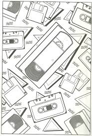 Floppy Disc Caasette And Vhs Tape Coloring Page Coloring Pages Coloring Books Music Coloring