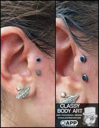 Here Is A Surface Piercing Sometimes Called A Sideburn Or Vertical Tragus Done With Anatometal Jewelry We Anodized The Cute Piercings Body Piercings Piercing