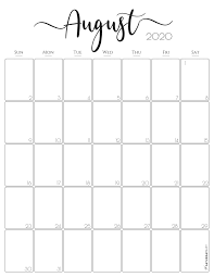 August 2020 Calendar Free Monthly Calendar Stylish Liner In 2020 Free Monthly Calendar Monthly Calendar Free Printable Calendar
