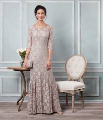 Alex Evenings Sequin Lace 3 4 Sleeve Long Gown Dillard S Long Gown Alex Evenings Mother Of The Bride Gown