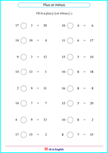 Add and subtract with numbers up to 10, 15, 20, 50, 100 or 1000; Grade 1 Mixed Addition Subtraction Up To 20 Math School Worksheets For Primary And Elementary Math Education