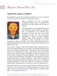 MacKENZIE, URSULA CHRISTA
