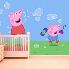 Vgo Ltd Peppa Pig Wallpaper Mural Childrens Bedroom Design Wm297 Xl 1900mmx1488mm Amazon Co Uk Kitchen Peppa Pig Wallpaper Pig Wallpaper Peppa Pig Painting