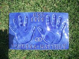 Couples Handprint Garden Stepping Stone Clay Handprint Brick And Stone Neon Signs