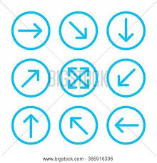 An arrow is a graphical symbol, such as ← or →, or a pictogram, used to point or indicate direction. Arrow Line Circle Set Vector Photo Free Trial Bigstock