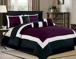 Black And White King Size Comforter 7 Piece Oversize Purple Black White Color Block Milan Comforter Set 106 X 94 King Size Bedding Shopswell Discount Bedroom Furniture Comforter Sets Comfortable Bedroom