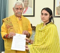LG Sinha Hands Over Job Letter To Slain Police Officer’s Wife In Jammu