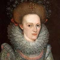 PORTRAIT OF A LADY, HALF-LENGTH, IN A SLASHED BLACK DRESS WITH A LACE  COLLAR AND RUFF, POSSIBLY IDENTIFIABLE AS ELIZABETH CARY, VISCOUNTESS  FALKLAND