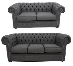 Free delivery & 0% apr. Grey Fabric Chesterfield 3 Seater 2 Seater Sofa Suite Charles Linen Charcoal Offer