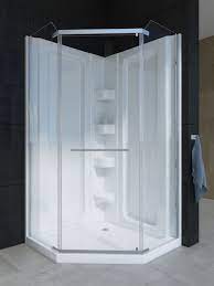 Sorrento 38 Inch D X 38 Inch W X 79 5 Inch H 1 Piece Acrylic Neo Angle Shower Stall In White Shower Stall Corner Shower Units Neo Angle Shower