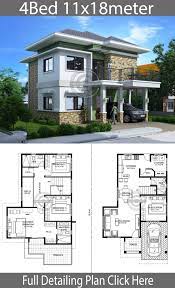 An ideal house for a large family. Home Design Plan 111x18m With 4 Bedrooms Home Design With Plansearch Architectural House Plans Architect Design House Model House Plan