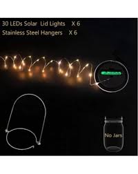Mason Jar Solar Lids Lights 6 Pack 30 Leds Fairy Fireflies String Lights Lids Insert 6 Hangers Included Jars Not Included Fits Regular Mouth Mason Jars Patio Garden Decor Solar Outdoor Laterns 6
