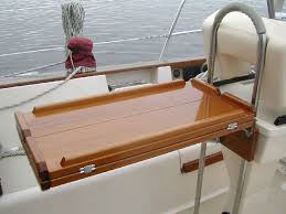 Teak And Plastic Cockpit Tables For Sailboats Boat Table Sailboat Interior Boat Interior