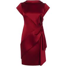 Karen Millen Satin Fold Cocktail Dress Liked On Polyvore Featuring Dresses Satin Dress Draped Dress Red Cocktail Dress Burgundy Cocktail Dress Karen Millen