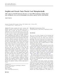 Pdf English And French Taste Words Used Metaphorically Amelie Depierre Academia Edu