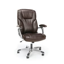 essentials by ofm high back bonded leather executive chair with fixed arms brown ess 6030 brn staples leather office chair chair plush office chair