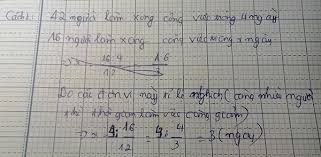 12 người làm xong một công việc trong 4 ngày. Hỏi 16 người làm xong công việc đó trong bao nhiêu ngày? - Toán học Lớp 5 - Bài tập Toán học