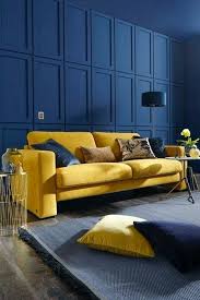 Yellow needs to be used delicately. Yellow Sofa And Navy Blue Wall Wohnzimmer Design Innenarchitektur Zuhause