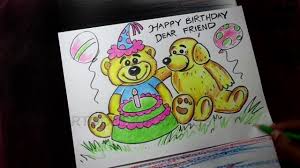 Happy birthday card drawing for kids. Orasnap Birthday Greeting Card Drawing For Kids