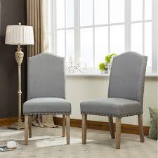 Roundhill Furniture Mod Urban Style Solid Wood Nailhead Fabric Padded Parson Chair Set Of 2 Tan Walmart Com Walmart Com