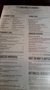 Chocolate stampede®, caramel apple goldrush and mountain top cheesecake. Longhorn Menu Picture Of Longhorn Steakhouse Shelton Tripadvisor