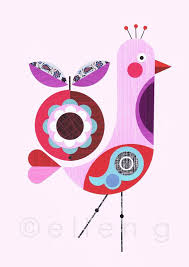 D4a Pink Bird With Apple Print Dessin Enfant Peinture Sur Toile Jolie Dessin