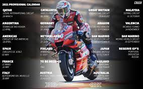The fim, dorna and irta are pleased to announce the 2021 provisional calendar. Crash Net Motogp On Twitter The Provisional Calendar For The 2021 Motogp Season Was Released This Week Which Race Are You Looking Forward To The Most Motogp Europeangp Https T Co Lsdwclezii