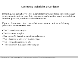 Sample retail store manager cover letter. Warehouse Technician Cover Letter