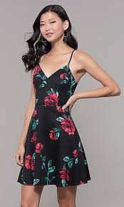 Short Floral Print Wedding Guest Dress With Lace Black Wedding Guest Dresses Dresses Wedding Guest Dress