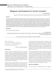 Pdf Diagnosis And Treatment Of Chronic Insomnia