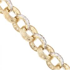 9ct Yellow Gold Patterned Cubic Zirconia Set Belcher Chain Ramsdens Jewellery