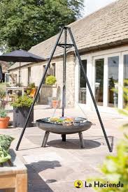 La Hacienda Tripod Fire Pit With Adjustable Hanging Grill Fire Pit Backyard Outdoor Fire Pit Hacienda