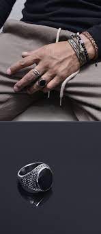 Accessories Rings Circle Onix Steel Ring Ring 96 Mens Accessories Rings Mens Rings Fashion Mens Accessories